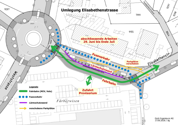 Situationsplan Umlegung Elisabethenstrasse