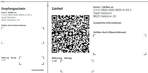 Einzahlungsschein QR Stadt Wetzikon