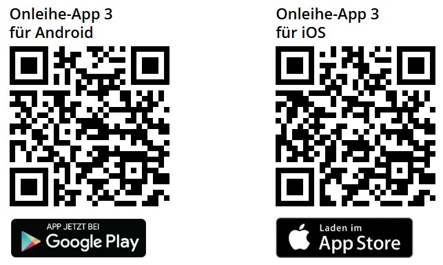 QR Codes für den Download der Onleihe 3 App
