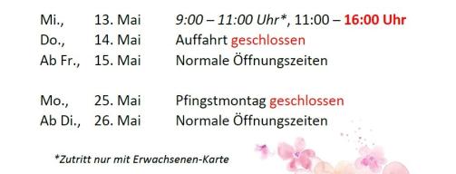 Öffnungszeiten Mai