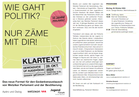 Flyer Klartext Veranstaltung vom 28.10.2024